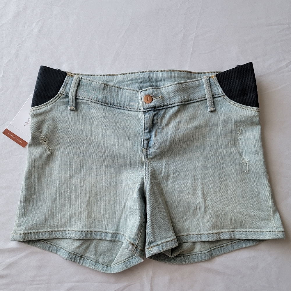 Under Belly Maternity Jean Shorts Isabel Maternity by Igrid & Isabel Side Panels
